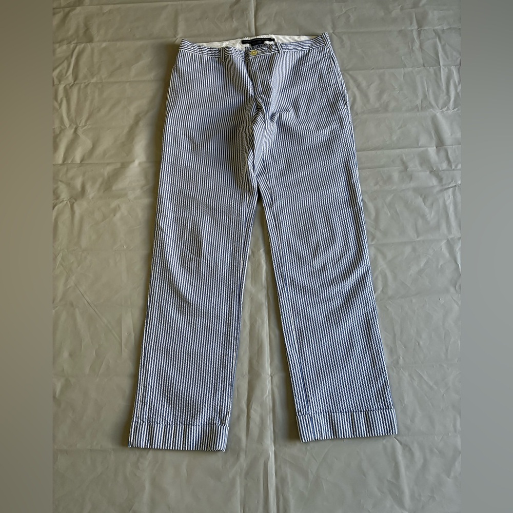 Ralph Lauren Sport Womens Blue and White Striped Cuffed Pants Size 2